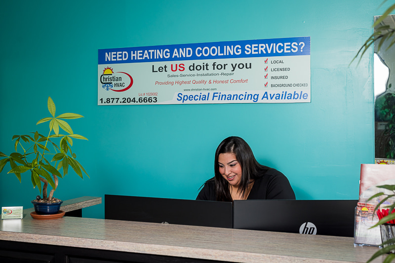 Christian HVAC front office and customer welcome area