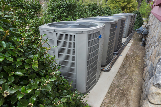 Multiple outdoor HVAC units